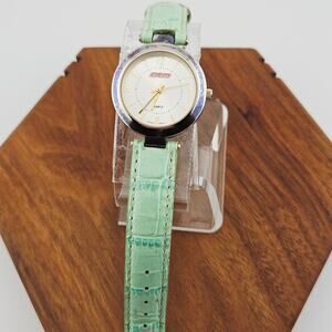 Dickies Women's Round Dial Watch Pastel Mint Green Leather Band Casual Everyday